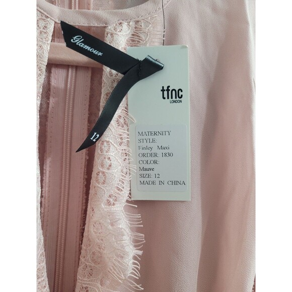 TFNC London Sz 8 US Maternity Bridesmaids Chiffon Finley Maxi Dress Lace Wedding - Picture 5 of 16